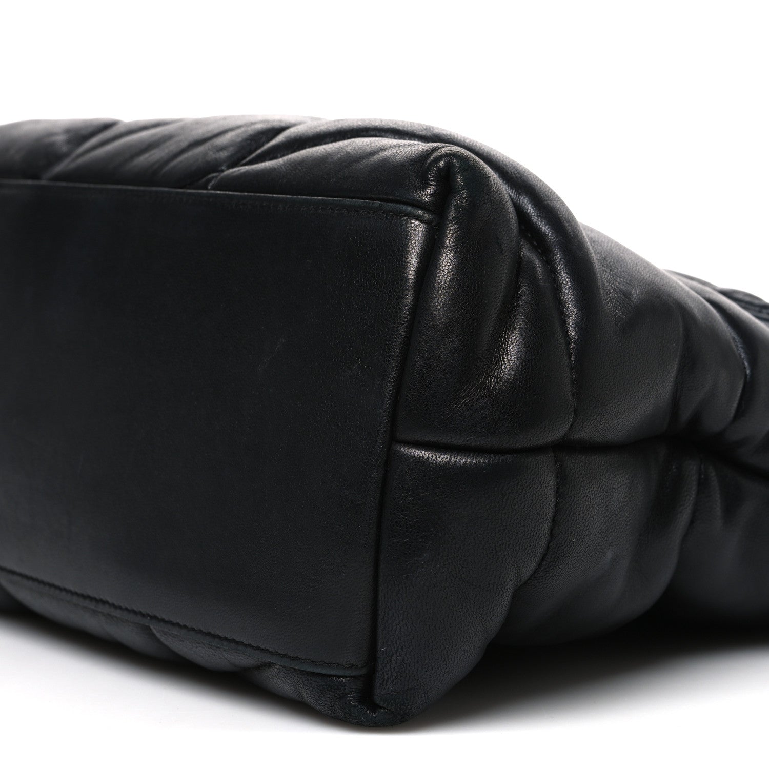 Lambskin Quilted Medium Loulou Puffer Monogram Chain Satchel Black