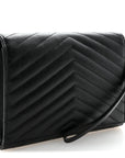 Grain De Poudre Matelasse Chevron Monogram Envelope Clutch Black