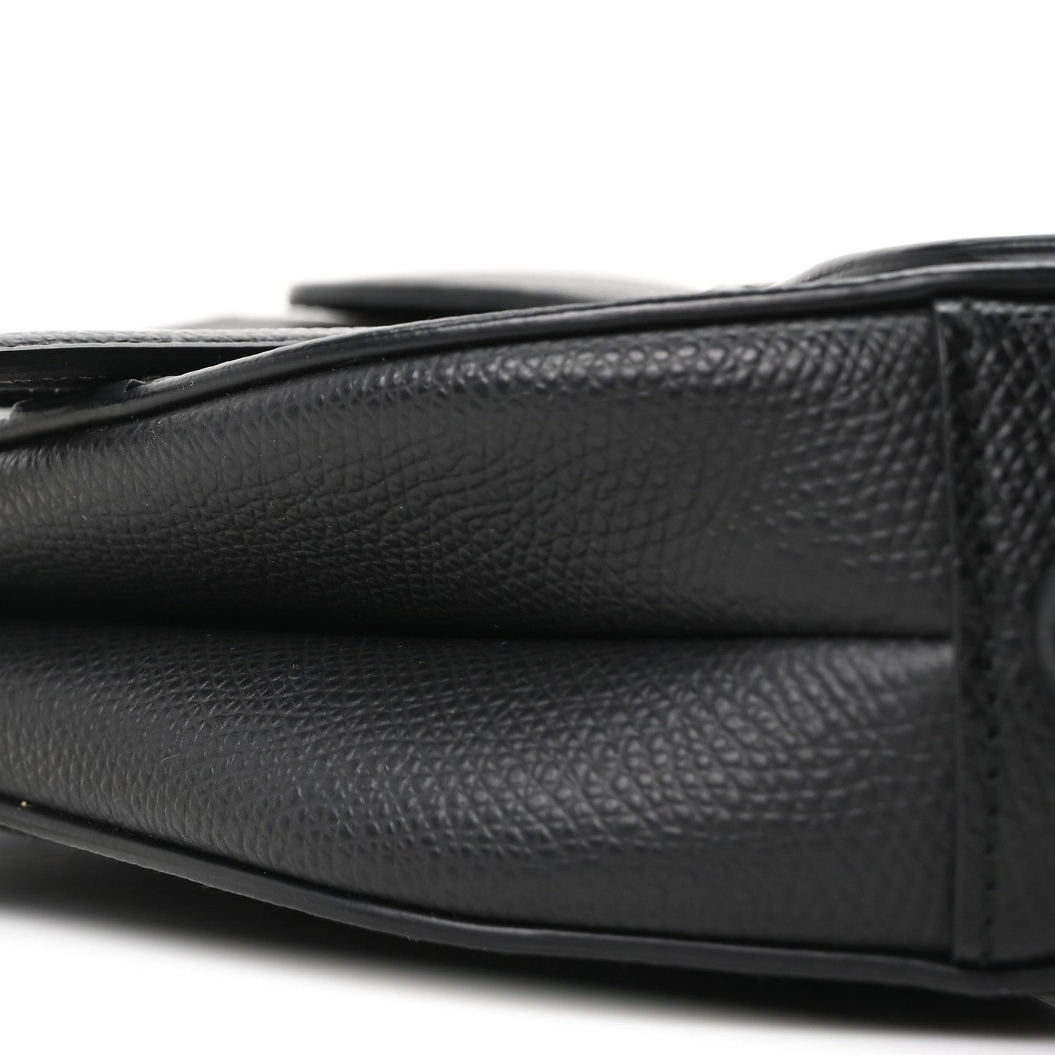Grained Calfskin Mini Saddle Bag Black