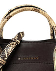 Grainy Calfskin Snakeskin Small Milton Satchel  Brown Natural