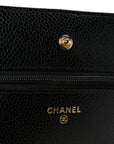 Caviar Quilted Wallet on Chain WOC Black