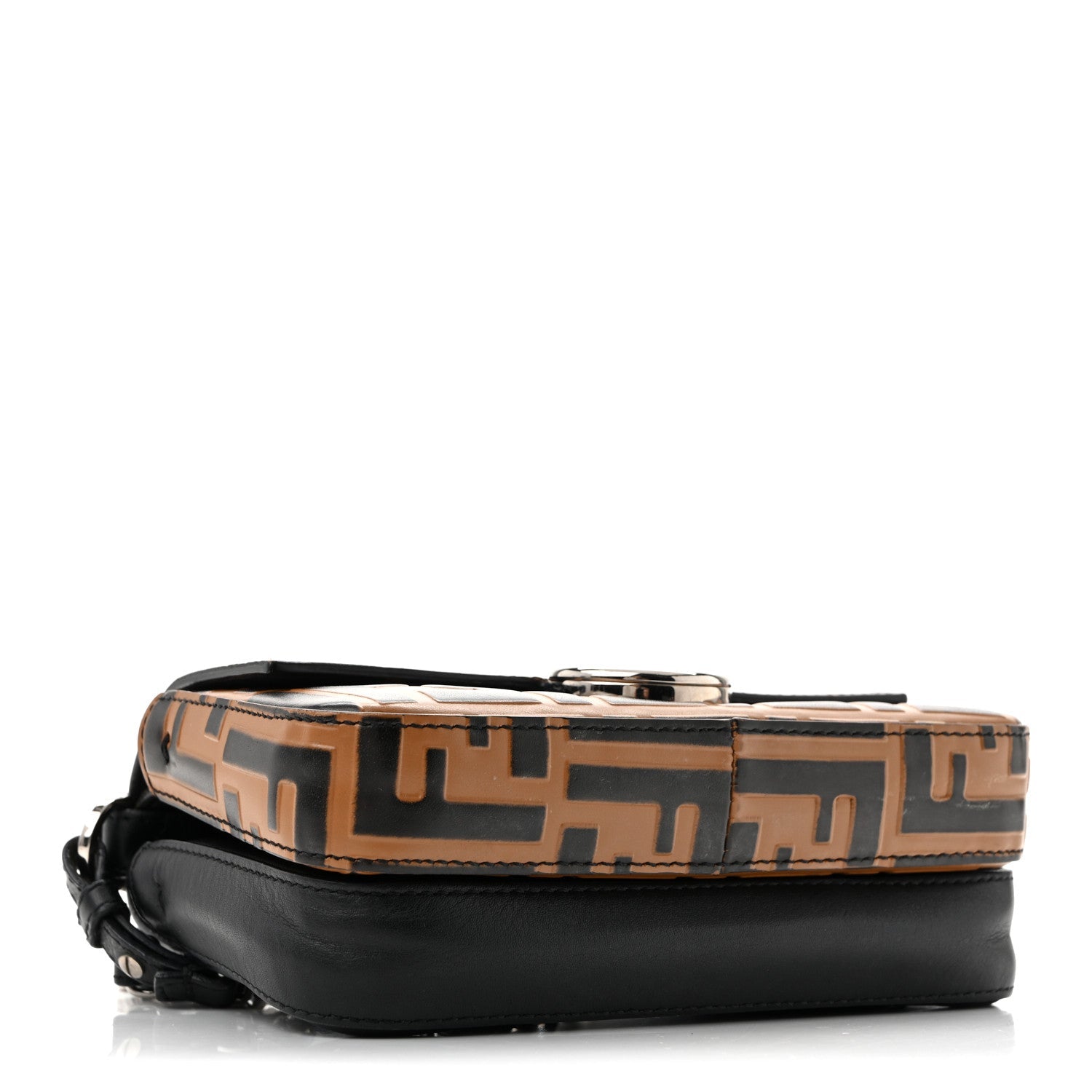 Vitello Dolce F is FNDI FF Embossed Micro Double Baguette Tobacco Black