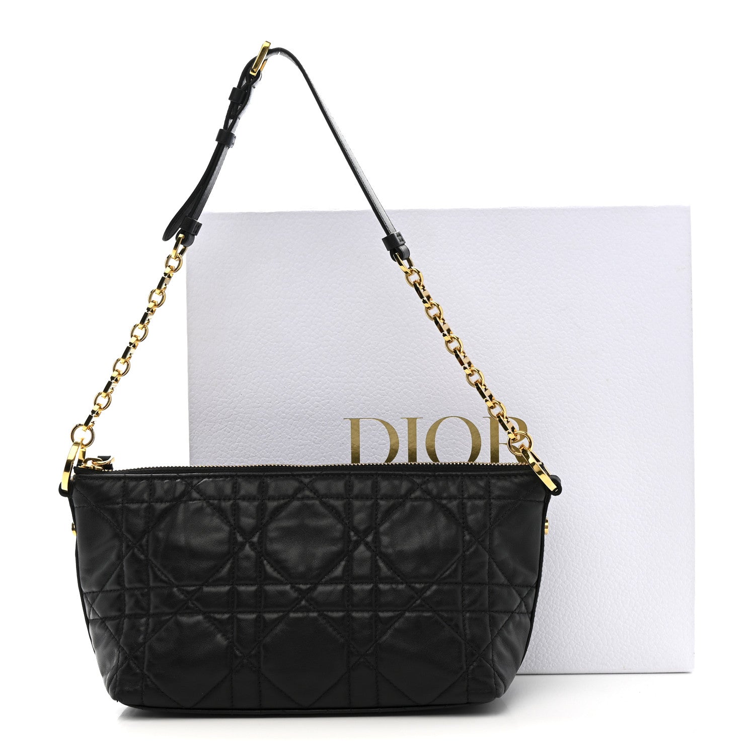 Lambskin Macrocannage D1ORStar Hobo Bag Black