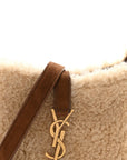 Shearling Suede Mini Le 5 A 7 Vertical Hobo Natural Beige Dark Cigar