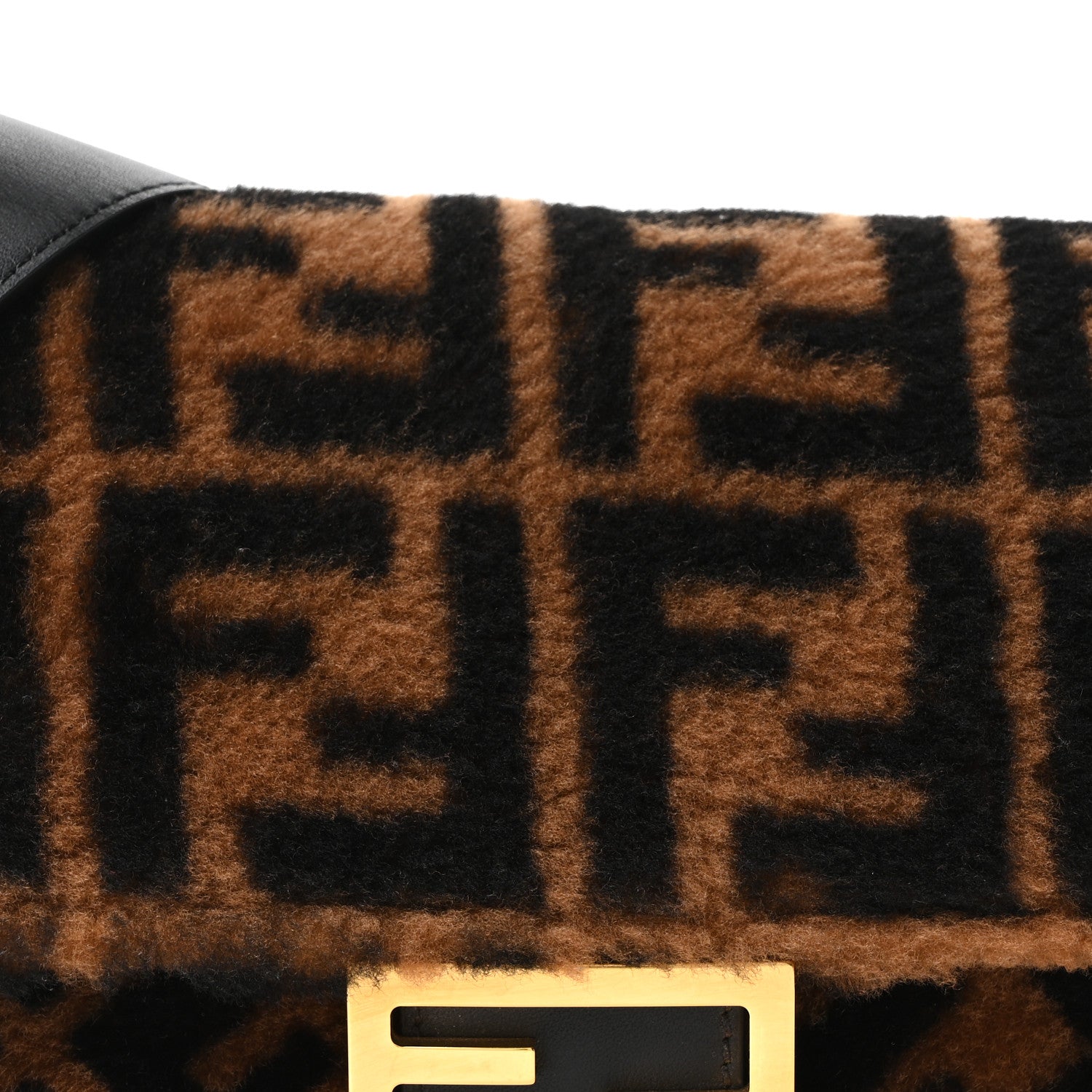 Shearling Vitello Dolce Macro FF 1974 Baguette Tobacco Black
