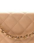 Caviar Quilted Wallet on Chain WOC Beige