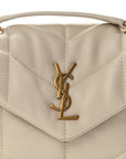Lambskin Quilted Toy Loulou Puffer Monogram Chain Satchel Blanc Vintage