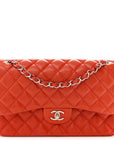 Lambskin Quilted Jumbo Double Flap Red