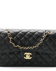 Caviar Quilted Small Double Flap Black