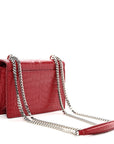 Calfskin Crocodile Embossed Monogram Sunset Chain Wallet Rouge Eros