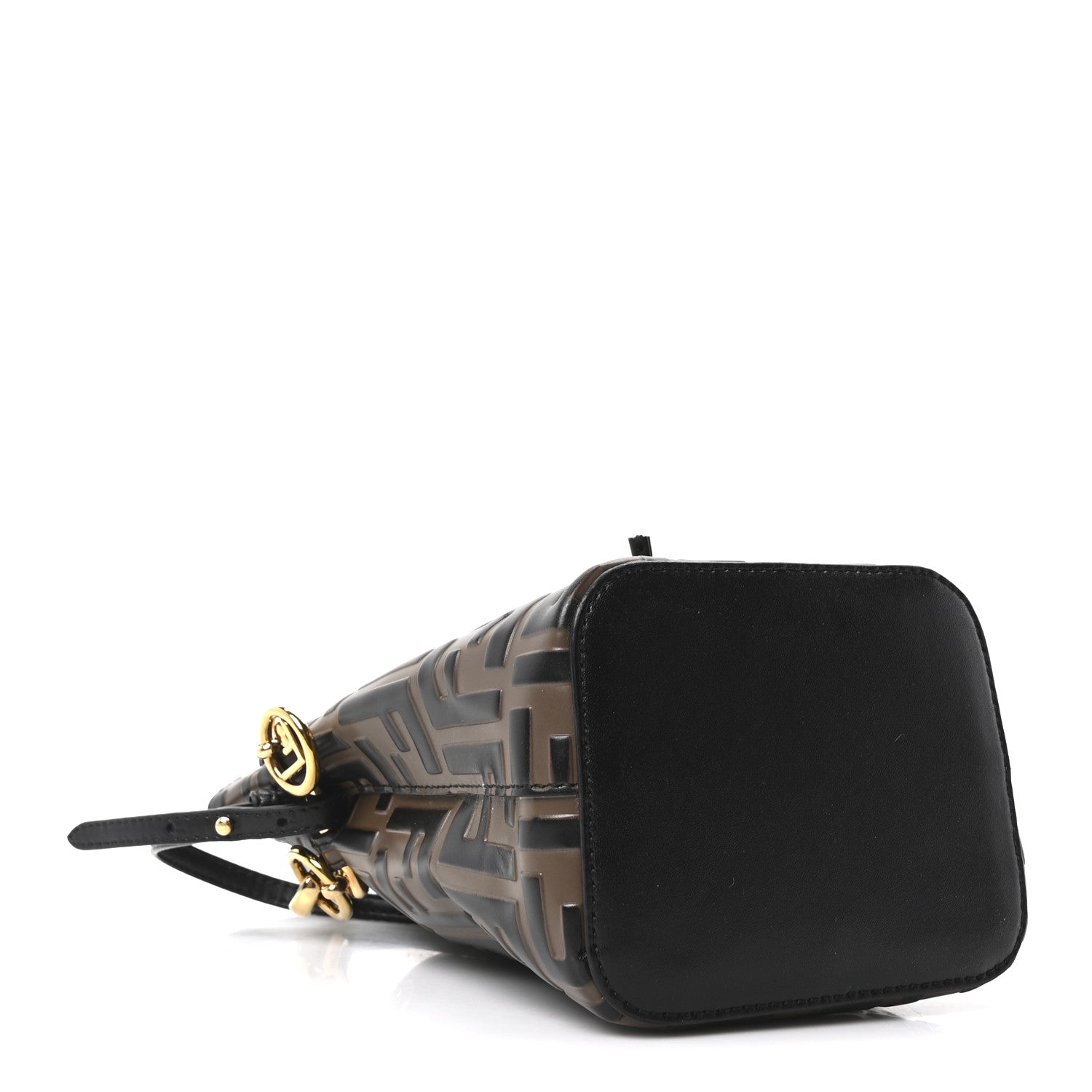 Vitello Liberty F is FNDI Bi-Color FF 1974 Embossed Mini Mon Tresor Bucket Bag Maya Black