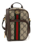 GG Supreme Monogram Web Mini Ophidia Double Zip Messenger Bag Beige New Acero