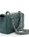 Caviar Quilted Mini Rectangular Flap Dark Turquoise