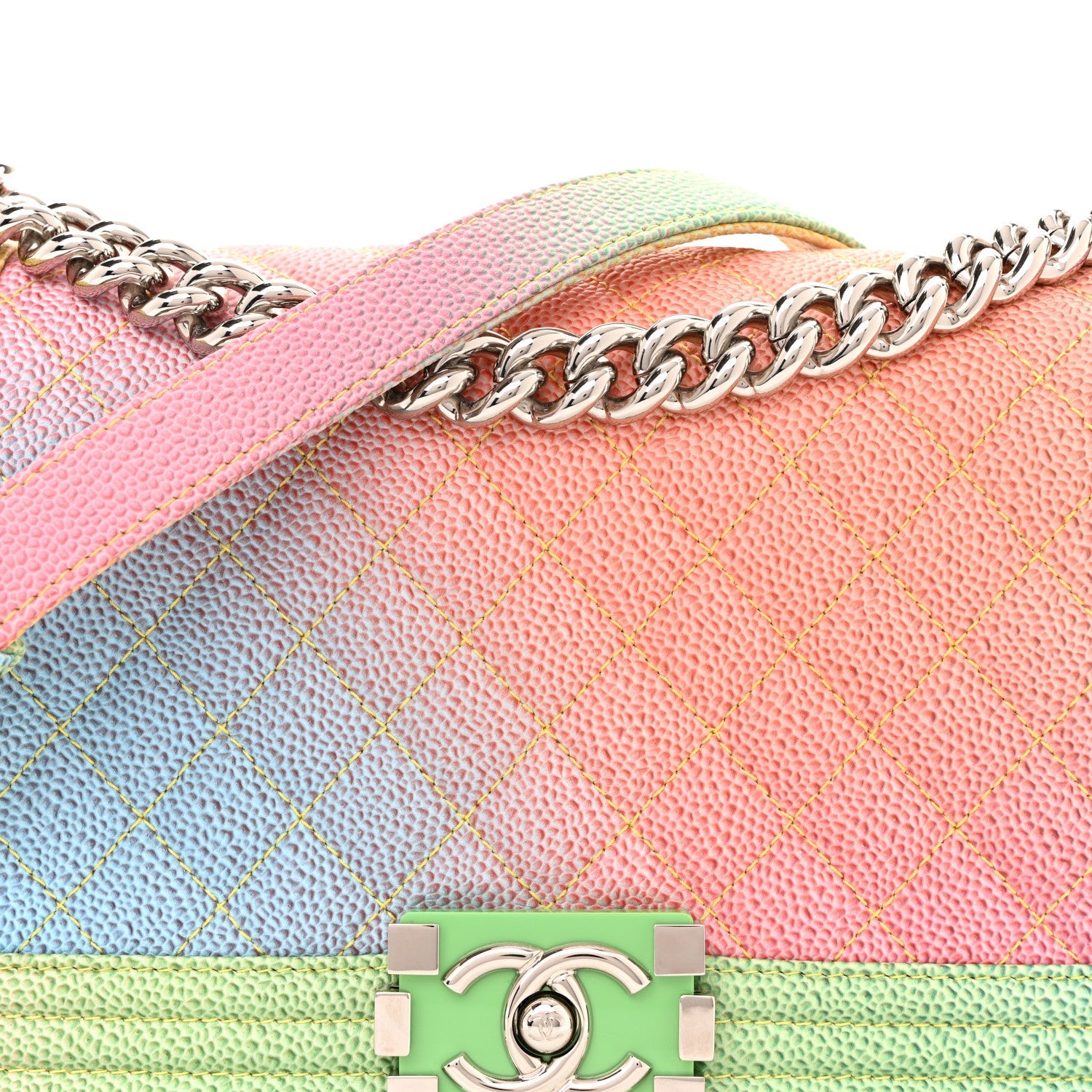 Caviar Quilted Medium Cuba Rainbow Boy Flap Multicolor