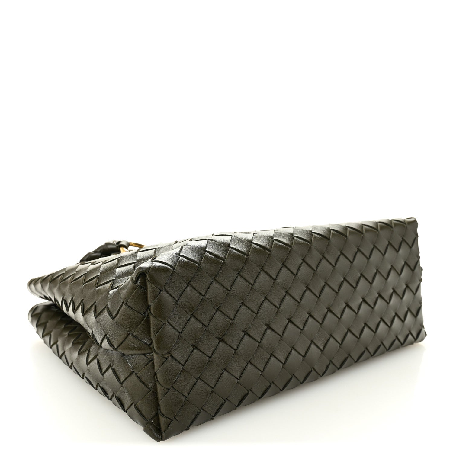 Nappa Intrecciato Medium Andiamo Shoulder Bag Kaki