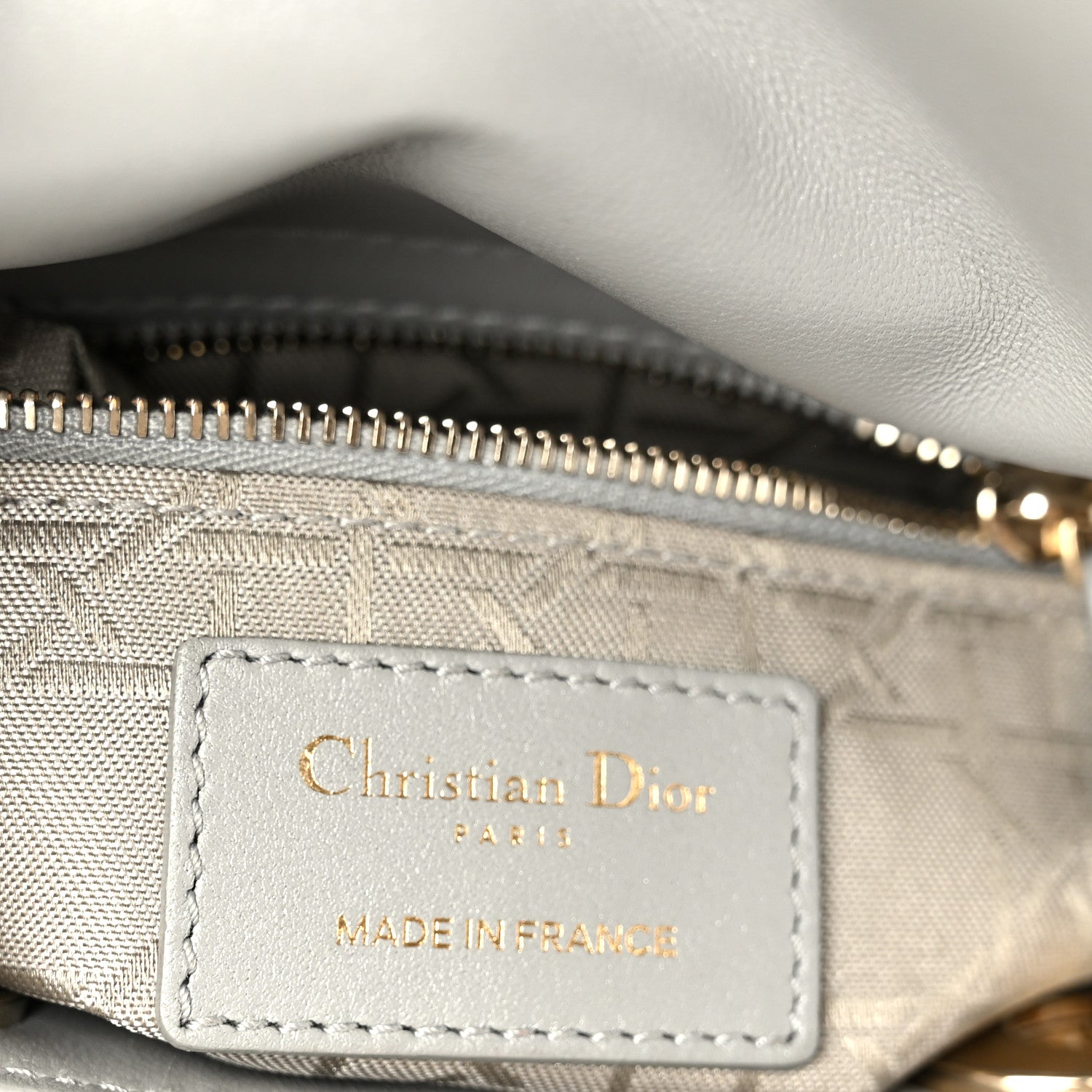 Lambskin Cannage Mini Lady D1OR Gray Opaline