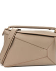 Calfskin Large Puzzle Edge Bag Sand