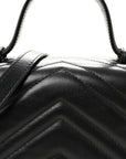 Calfskin Matelasse Small GG Marmont Top Handle Shoulder Bag Black