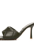 Nappa Quilted Rubber Lido Mule Sandals 39 Khaki