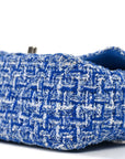Tweed Quilted Mini Rectangular Flap Blue White