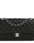 Lambskin Quilted Medium Double Flap Black