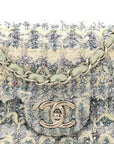 Tweed Quilted Mini Rectangular Flap Light Green Silver White