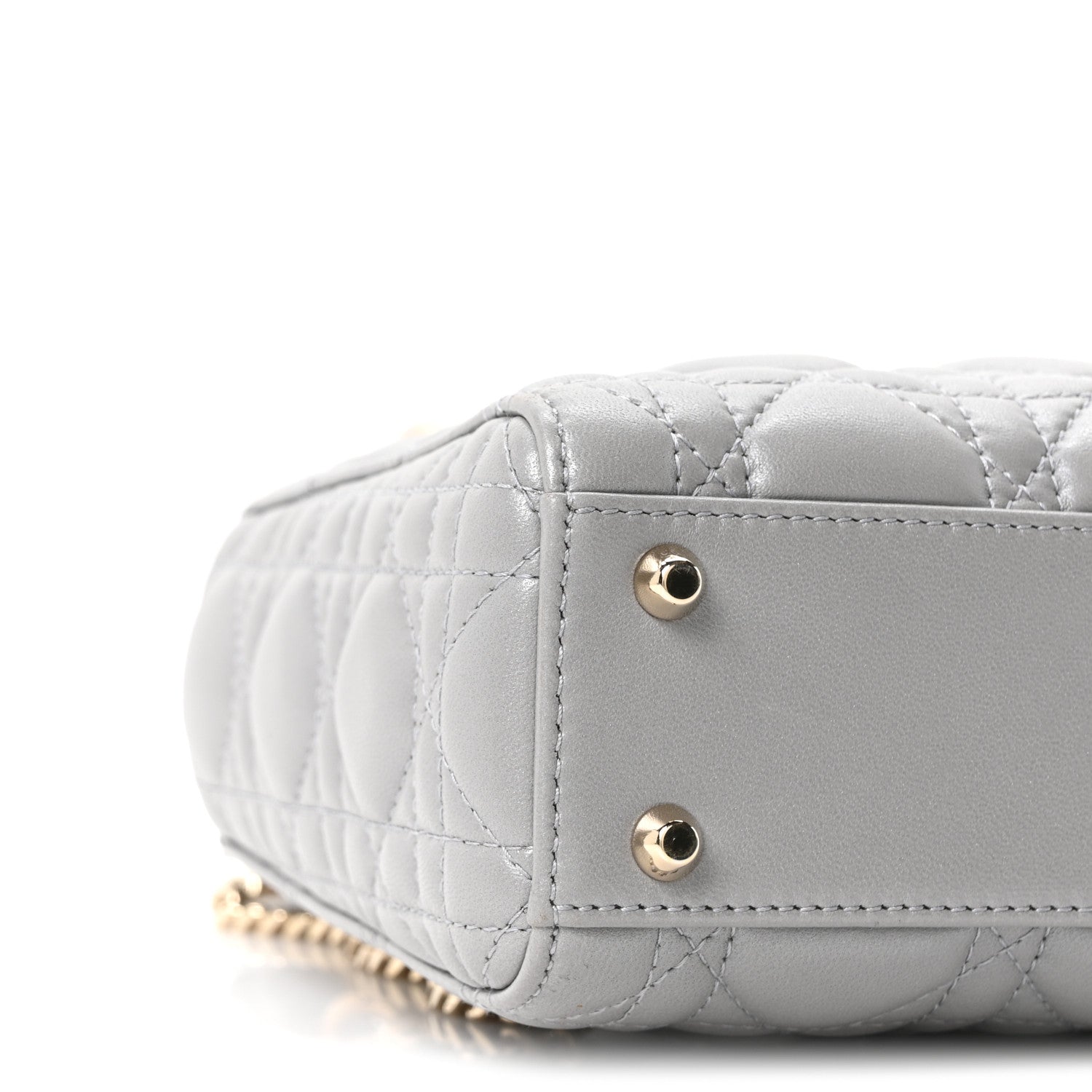 Lambskin Cannage Mini Lady D1OR Gray Opaline