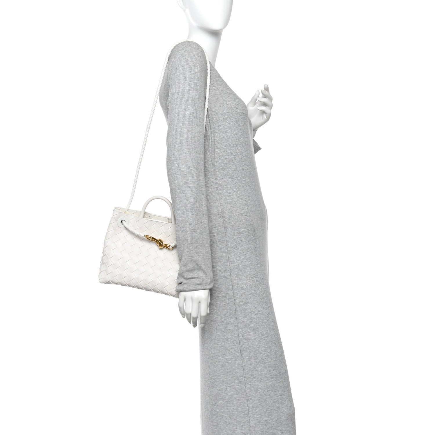 Nappa Intrecciato Small Andiamo Shoulder Bag White