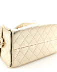 Metallic Caviar Quilted Small CHNL 25 Handbag Gold