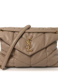 Lambskin Quilted Small Loulou Puffer Monogram Chain Satchel Dark Beige