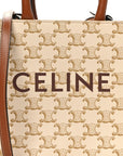 Triomphe Canvas Calfskin Mini Vertical Cabas White