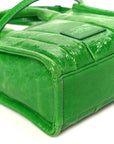 Shiny Crinkled Calfskin Mini The Tote Bag Fern Green