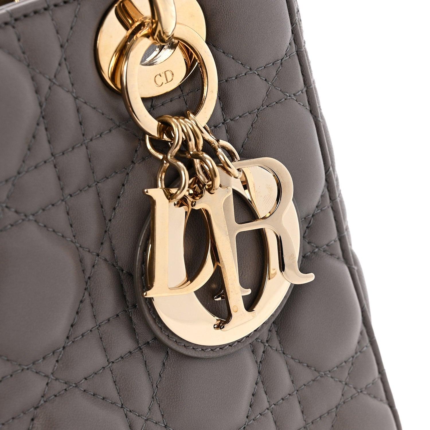 Lambskin Cannage Small Lady D1OR Grey