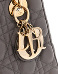 Lambskin Cannage Small Lady D1OR Grey