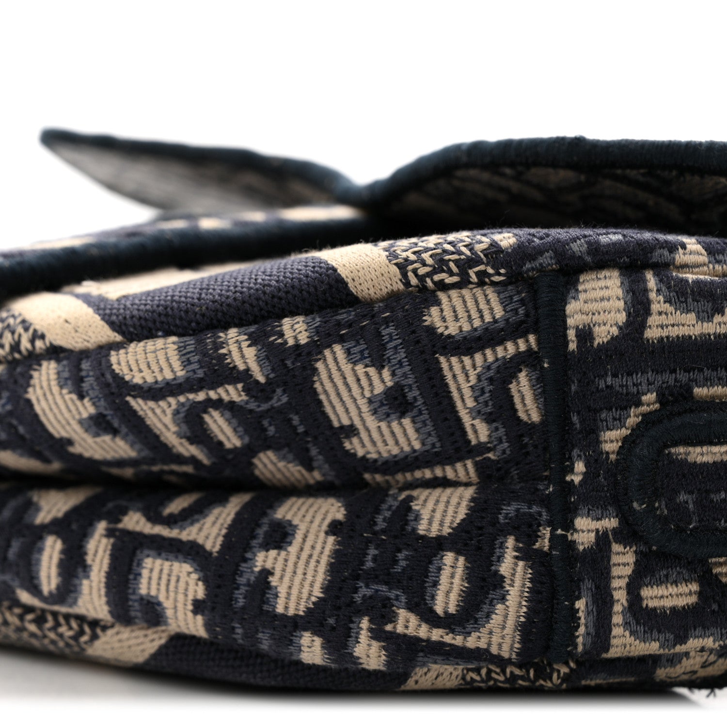 Oblique Embroidered Saddle Bag Blue