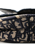 Oblique Embroidered Saddle Bag Blue
