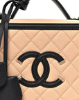 Caviar Quilted Medium CC Filigree Vanity Case Beige Black