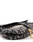 Oblique Embroidered Saddle Bag Blue