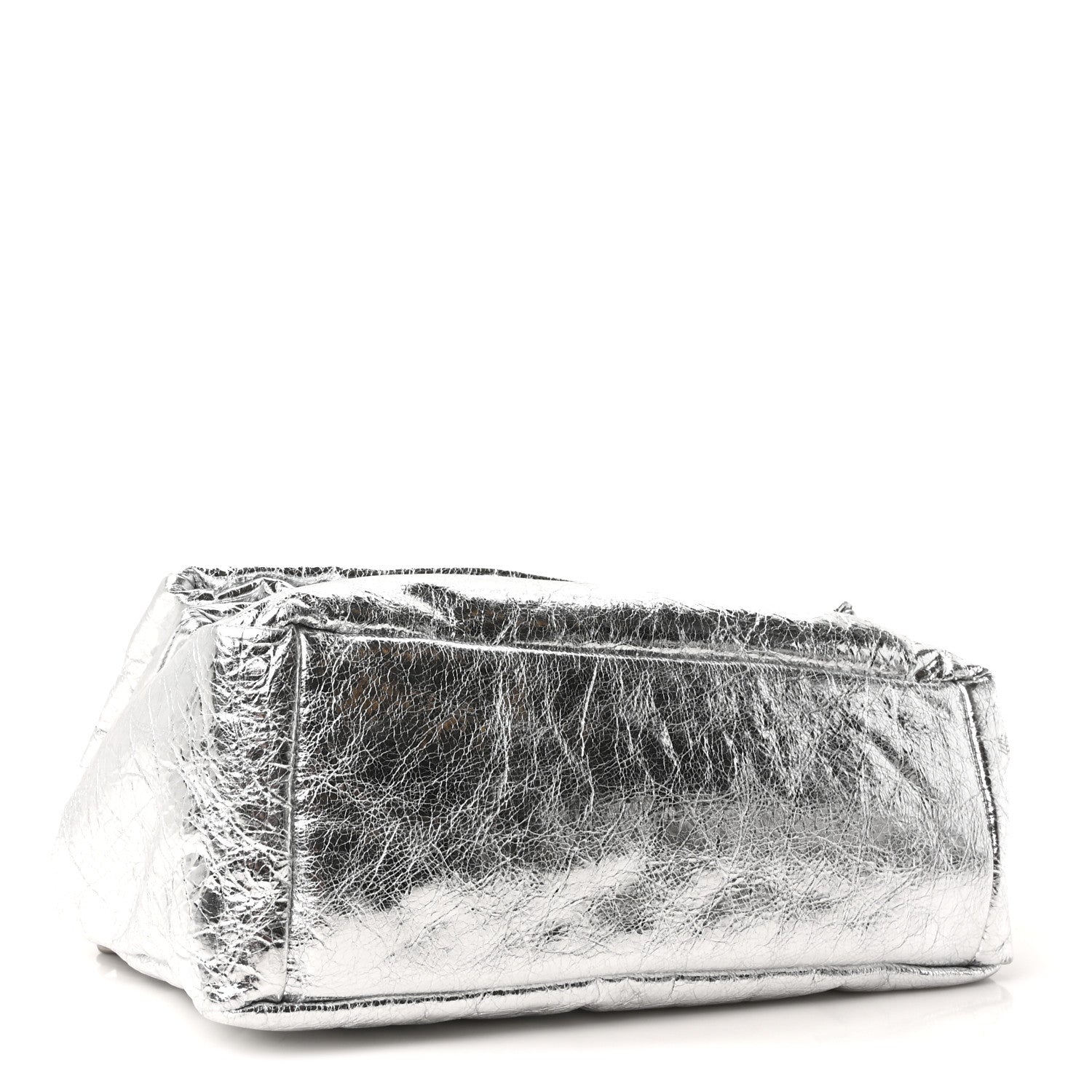 Metallized Arena Calfskin Medium Monaco Chain Shoulder Bag Silver