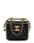 Calfskin Quilted Mini Perfect Fit Vanity Case With Chain Black