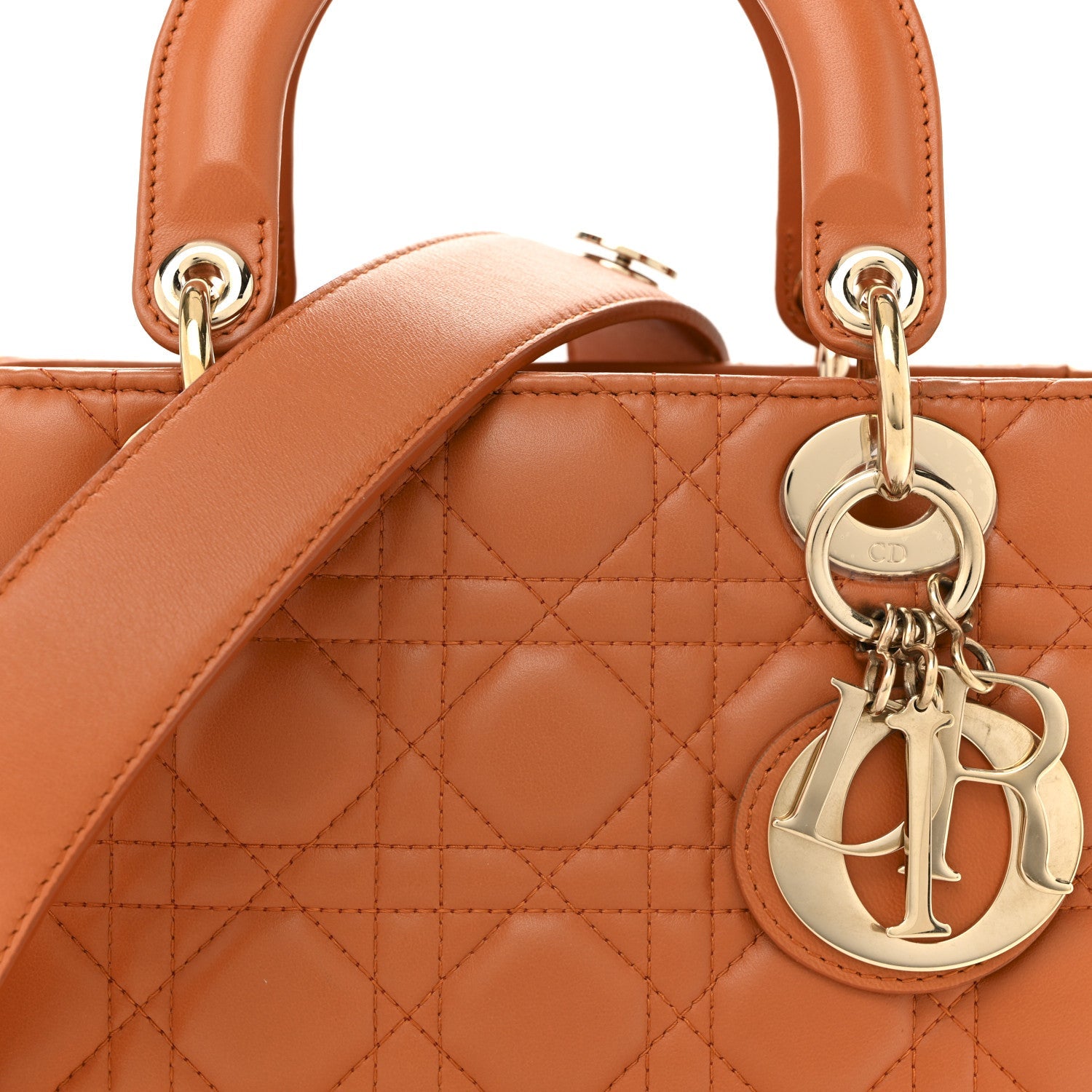 Lambskin Cannage Small Lucky Badges My Lady D1OR Orange