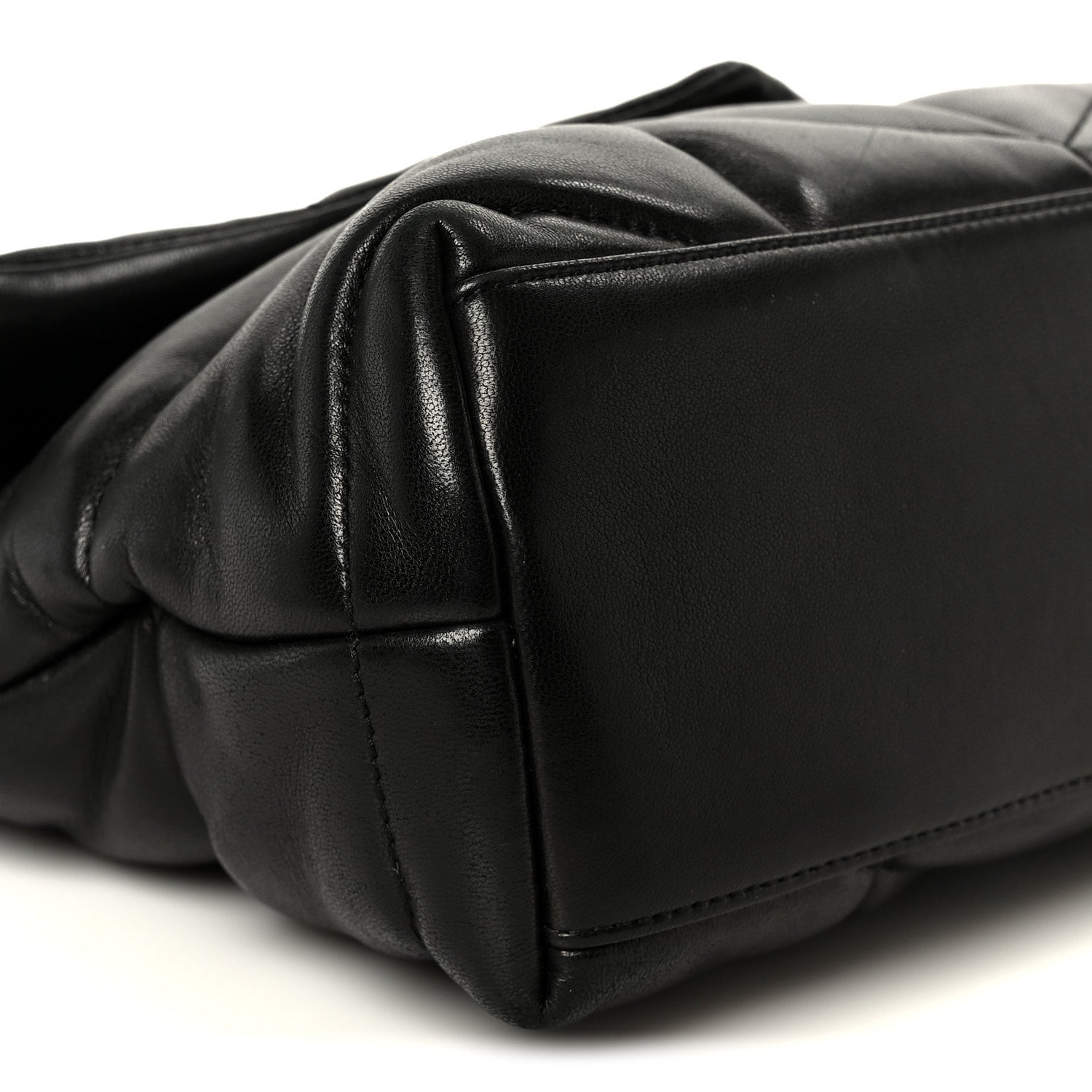 Lambskin Quilted Small Loulou Puffer Monogram Chain Satchel Black