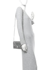 Metallic Patent Micro-Cannage D1ORama Wallet on Chain Pouch Silver