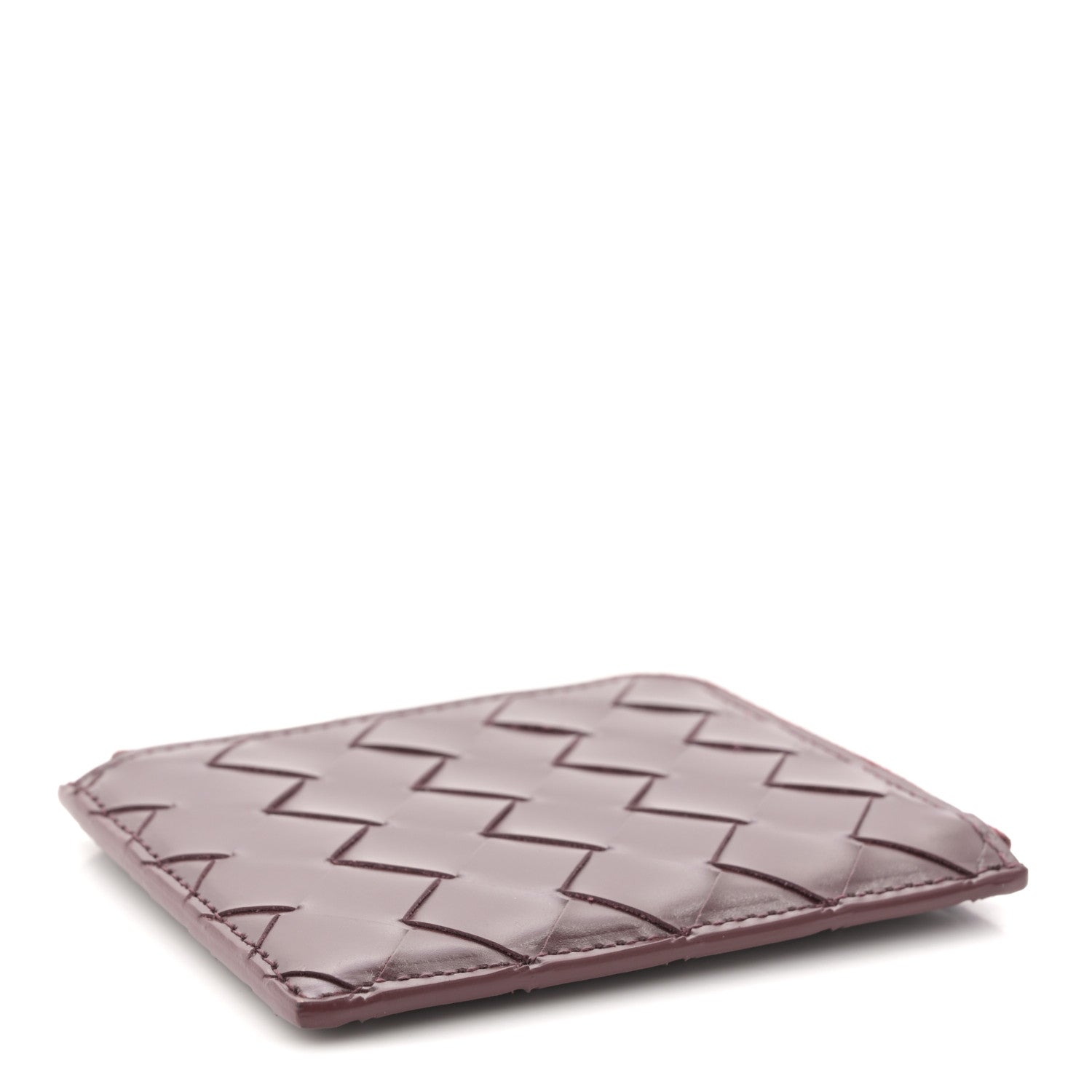 Nappa Intrecciato Square Zip Around Wallet Barolo