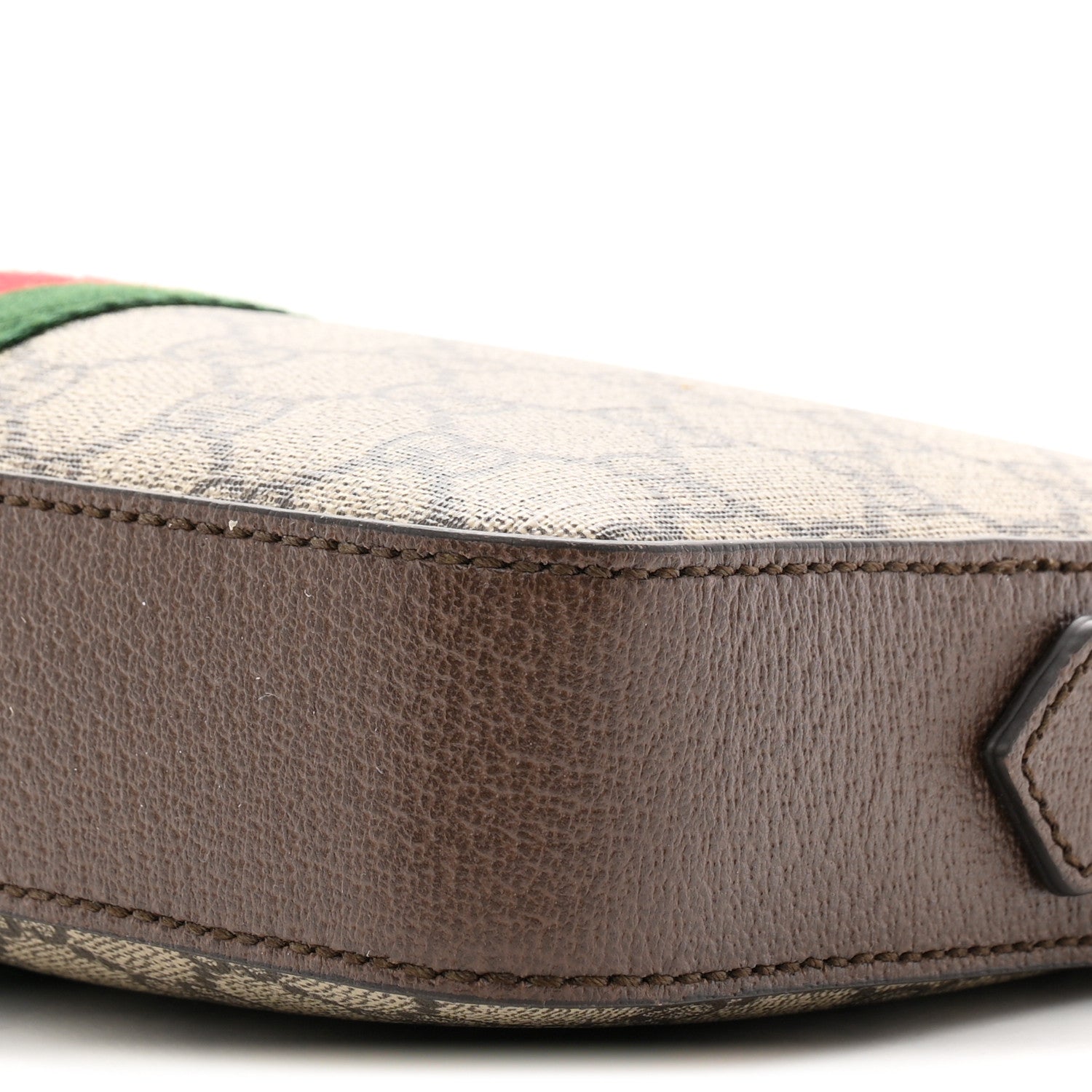 GG Supreme Monogram Textured Dollar Calfskin Web Ophidia Wristlet Shoulder Bag Beige Ebony New Acero