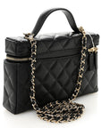 Caviar Quilted Top Handle Slim Vanity With Chain Black