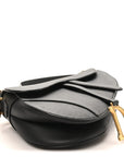 Grained Calfskin Saddle Bag Black