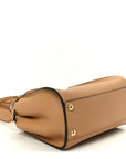 Vitello Seta Canvas FF Embroidered Mini Peekaboo Iconic Satchel Miele Scuro Poudre