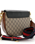 GG Supreme Monogram Web Medium Padlock Messenger Shoulder Bag Black