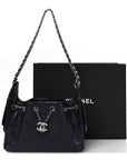Metallic Caviar Quilted Mini CHNL 25 Handbag Dark Blue
